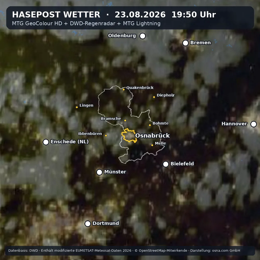 Satellitenbild und Regenradar für Osnabrück